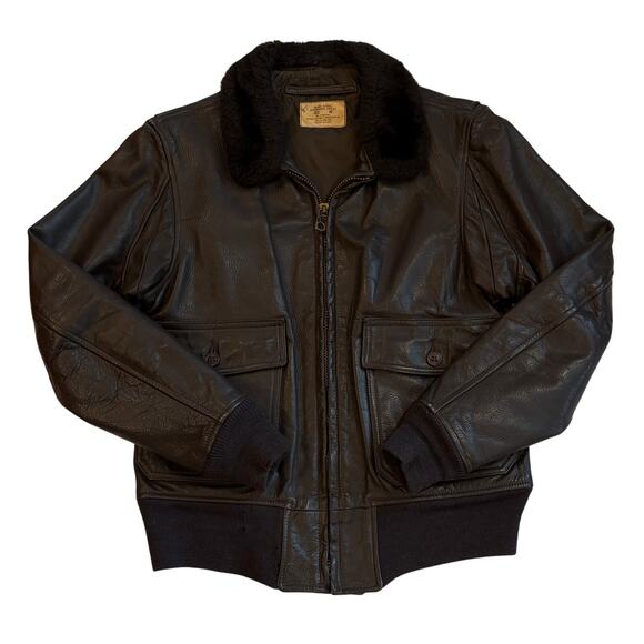 Source Unknown Other - Vtg United States Navy G-1 Flight Jacket Mens 40 Brown Leather Bomber Military